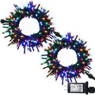 🎄 jmexsuss multicolor christmas string lights, 183ft 500 led extendable outdoor waterproof christmas lights with 8 modes, plug-in green wire string lights for tree wedding party decoration (250 ledsx 2) логотип