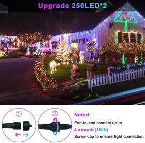 img 3 attached to 🎄 JMEXSUSS Multicolor Christmas String Lights, 183ft 500 LED Extendable Outdoor Waterproof Christmas Lights with 8 Modes, Plug-in Green Wire String Lights for Tree Wedding Party Decoration (250 LEDsx 2)