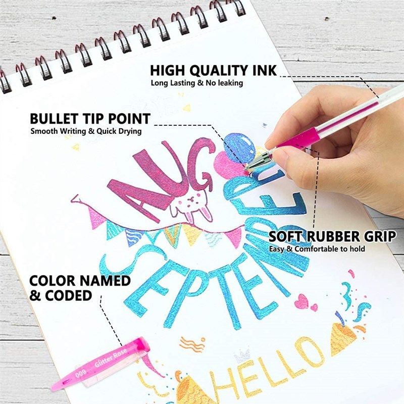 Hello Hobby 12 GEL PENS | CLASSIC COLORS | 0.6mm & 0.8mm Non-Toxic  Acid-Free Ink