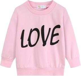 img 2 attached to 👧 Heart Print Fleece Sweatshirts and Leggings Set for Little Girls: Cute and Comfy Outfit!