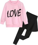 👧 heart print fleece sweatshirts and leggings set for little girls: cute and comfy outfit! логотип