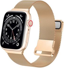 img 4 attached to 📱 Ycysh Металлические браслеты iWatch, совместимые с браслетами Apple Watch - Нержавеющая стальная сетчатая петля с магнитным ремешком для iWatch Series 7 6 5 4 3 2 1 SE (38/40/41 мм - розовое золото)