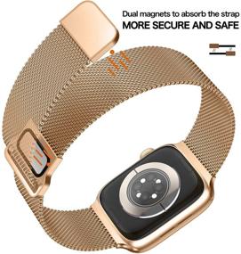 img 2 attached to 📱 Ycysh Металлические браслеты iWatch, совместимые с браслетами Apple Watch - Нержавеющая стальная сетчатая петля с магнитным ремешком для iWatch Series 7 6 5 4 3 2 1 SE (38/40/41 мм - розовое золото)