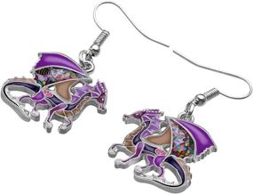 img 2 attached to 🐉 Cute Dragon Earrings: Stylish Dinosaur Drop Dangle Jewelry for Women - WEVENI Enamel Alloy Charm Gift