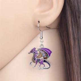 img 3 attached to 🐉 Cute Dragon Earrings: Stylish Dinosaur Drop Dangle Jewelry for Women - WEVENI Enamel Alloy Charm Gift