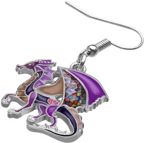 img 1 attached to 🐉 Cute Dragon Earrings: Stylish Dinosaur Drop Dangle Jewelry for Women - WEVENI Enamel Alloy Charm Gift