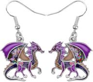 🐉 cute dragon earrings: stylish dinosaur drop dangle jewelry for women - weveni enamel alloy charm gift logo