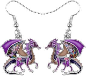 img 4 attached to 🐉 Cute Dragon Earrings: Stylish Dinosaur Drop Dangle Jewelry for Women - WEVENI Enamel Alloy Charm Gift