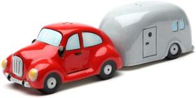 img 2 attached to 🚗 Stylish Pacific Trading Car and Trailer Ceramic Magnetic Salt and Pepper Shaker Set - Convenient and Decorative Kitchen Accessory!