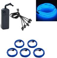 🔵 blue el wire pack: portable battery powered neon lights for xmas party decoration, wedding & pub - 5x1meter, high brightness with 3 light modes logo