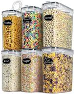 🥣 organize your pantry with taeveke large cereal dry food storage containers set, 4l-6pcs airtight & bpa free | ideal for dry food, sugar, flour | includes lables & marker (black) logo