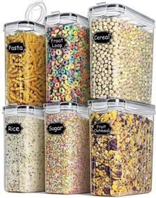 img 4 attached to 🥣 Organize Your Pantry with TAEVEKE Large Cereal Dry Food Storage Containers Set, 4L-6Pcs Airtight & BPA Free | Ideal for Dry Food, Sugar, Flour | Includes Lables & Marker (BLACK)