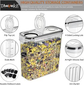 img 3 attached to 🥣 Organize Your Pantry with TAEVEKE Large Cereal Dry Food Storage Containers Set, 4L-6Pcs Airtight & BPA Free | Ideal for Dry Food, Sugar, Flour | Includes Lables & Marker (BLACK)