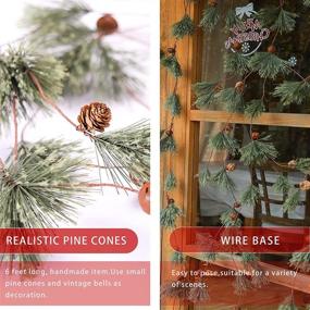 img 3 attached to 🎄 MISSPIN 6ft Pine Cone Christmas Garland with Vintage Bells - Indoor/Outdoor Christmas Decorations