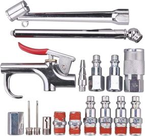 img 4 attached to WYNNsky 17 Piece Air Hose Fittings Kit with Blow Gun, Tire Gauge, and Storage Case - 1/4 Inch NPT Air Tool and Compressor Accessory Set