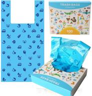 200 pcs easy-tie biodegradable diaper bags for babies and pets – blue, degradable nappy sacks, waste bin, and dog poop bags, with handle logo