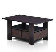 🏮 furinno andrey dark walnut coffee table with bin drawer: organize and enhance your living space логотип