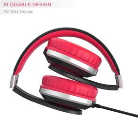 img 2 attached to Elecder i41 Kids Headphones: Foldable, Adjustable On-Ear Headphones for Children/Teens with 👧 3.5mm Jack - Ideal for Cellphones, Computers, MP3/4, Kindle, and School Use (Red/Black)