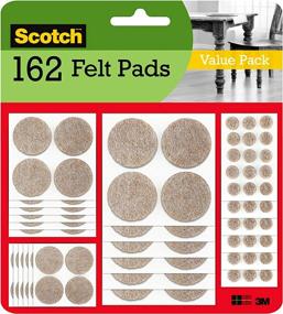 img 4 attached to 🏠 Scotch Felt Pads for Hardwood Floors Protection - Round, Beige Furniture Pads Assorted Sizes Value Pack, 162 Pads