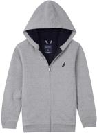 🧥 nautica boy's expedition sherpa fleece full zip hoodie - warm and cozy outerwear for adventurous boys logo
