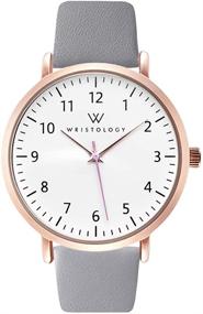 img 4 attached to WRISTOLOGY Olivia Rose Gold Women's Watch - Large Face Analog Easy-to-Read Numbers with Second Hand, Grey Leather Band - Perfect for Nurses