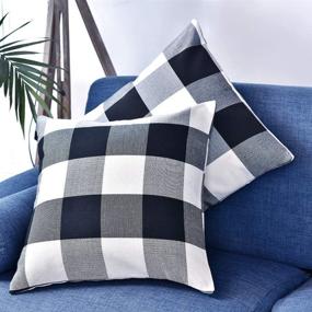 img 2 attached to 🐃 Buffalo Check Plaid Throw Pillow Covers - 6 Pack 18x18" Black and White, Farmhouse Square Decorative Pillow Covers for Home Decor by Decorbay