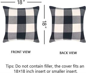 img 3 attached to 🐃 Buffalo Check Plaid Throw Pillow Covers - 6 Pack 18x18" Black and White, Farmhouse Square Decorative Pillow Covers for Home Decor by Decorbay