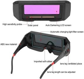 img 3 attached to 🔆 1 Pair Solar Auto Darkening Welding Goggle - Safety Protective Shade Autodarking Glasses Lens for TIG and MIG Welding - Anti-Fog, Anti-Glare Welder Goggles, Black