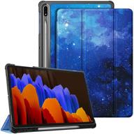 🌌 fintie тонкий чехол для samsung galaxy tab s7 plus 12.4'' 2020 - держатель s pen, легкий стенд-чехол, дизайн звездного неба. логотип