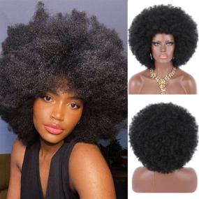 img 3 attached to 👩 Premium Synthetic Hair Wigs for Black Women - Kalyss 8" Short Afro Kinky Curly Hair Wigs, Large Bouncy and Soft Natural Looking, 150% Density, in Black