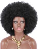 👩 premium synthetic hair wigs for black women - kalyss 8" short afro kinky curly hair wigs, large bouncy and soft natural looking, 150% density, in black logo