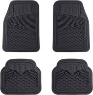 🚗 enhanced rubber car floor mat set - amazon basics, 4-piece, thick & flexible, black logo