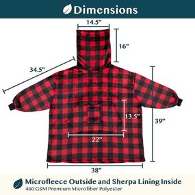 img 1 attached to 🔴 Pavilia Wearable Blanket Hoodie: Sherpa Fleece Checker Red for Ultimate Cozy Warmth