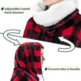 img 3 attached to 🔴 Pavilia Wearable Blanket Hoodie: Sherpa Fleece Checker Red for Ultimate Cozy Warmth