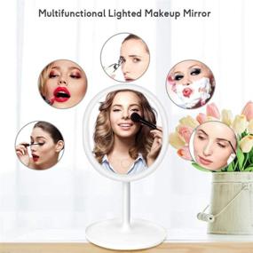 img 1 attached to 💄 Dimmable Cosmetic Vanity Mirror with Detachable Countertop Circle, Touch Sensor Button, 90° Rotation, 3 Color Lights, 5X Magnifying Option