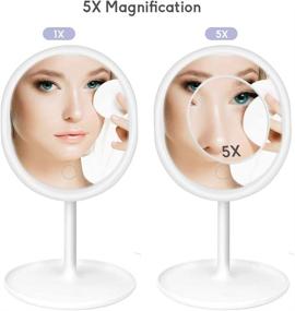 img 3 attached to 💄 Dimmable Cosmetic Vanity Mirror with Detachable Countertop Circle, Touch Sensor Button, 90° Rotation, 3 Color Lights, 5X Magnifying Option