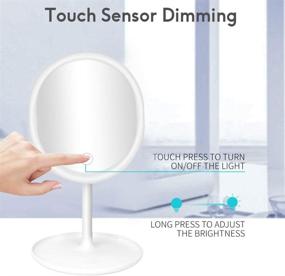 img 2 attached to 💄 Dimmable Cosmetic Vanity Mirror with Detachable Countertop Circle, Touch Sensor Button, 90° Rotation, 3 Color Lights, 5X Magnifying Option