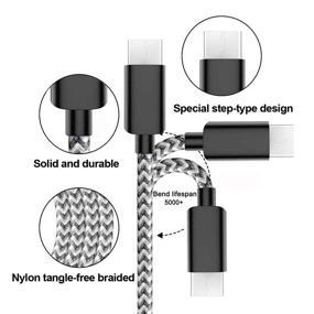 img 3 attached to 🔌 USB Тип С кабель 4 штуки (3/6/6/10 ФТ) Нейлоновая оплетка 3А Быстрая зарядка Синхронизационный кабель для Samsung Galaxy S10 S20 Plus Note 10 9 S8/S9 LG Nexus 5X/6P (Черный Серебряный)