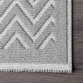 img 2 attached to 🛁 nuLOOM Lyle Textured Chevron Bath Mat: Grey, 1' 5" x 2' - Soft and Stylish Bathroom Rug!