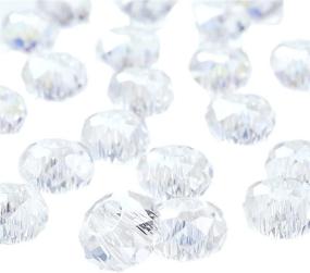 img 3 attached to Pandahall 100pcs Large Hole Glass European Beads - Round Faceted Rondelle Slide 📿 Charms, No Metal Core, Crystal AB, 14mm Diameter - Ideal for Bracelet Jewelry Making