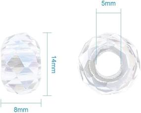 img 1 attached to Pandahall 100pcs Large Hole Glass European Beads - Round Faceted Rondelle Slide 📿 Charms, No Metal Core, Crystal AB, 14mm Diameter - Ideal for Bracelet Jewelry Making