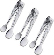 sunenlyst 3pcs mini serving tongs - rose stainless steel - 4 inch - ideal for sugar cubes, tea, coffee, party appetizers, desserts - silver logo