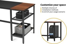 img 2 attached to 🖥️ CubiCubi Computer Home Office Desk: 40 Inch Small Study Writing Table with Storage Shelves, Splice Board - Black/Walnut
