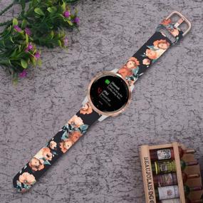 img 2 attached to 🌺 ViCRiOR Floral Pattern Printed Silicone Band for Garmin Vivoactive 4S 40mm / Venu 2S Smart Watch - 18mm Quick Release, Fadeless Replacement Band for Garmin Vivomove 3S