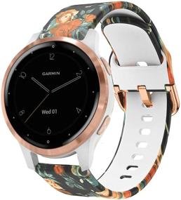 img 4 attached to 🌺 ViCRiOR Floral Pattern Printed Silicone Band for Garmin Vivoactive 4S 40mm / Venu 2S Smart Watch - 18mm Quick Release, Fadeless Replacement Band for Garmin Vivomove 3S