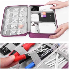 img 2 attached to Alena Culian Electronics Travel Organizer Case - Universal 🔌 Cable Holder for Chargers, Cables, Phones, USBs, and SD Cards