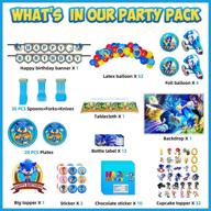 🎉 birthday party supplies - 146pcs birthday decorations kit - happy birthday banner, tablecover, plates, cutlery set, cake & cupcake toppers, foil & latex balloons, bottle labels, chocolate stickers logo