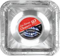 🔥 50-pack aluminum foil square stove burner covers - range protectors bib liners - disposable gas burner bibs - gas top liner stove easy clean - (8.5" square) by spare+ логотип