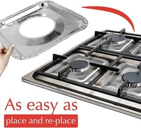 img 2 attached to 🔥 50-Pack Aluminum Foil Square Stove Burner Covers - Range Protectors Bib Liners - Disposable Gas Burner Bibs - Gas Top Liner Stove Easy Clean - (8.5" Square) by Spare+