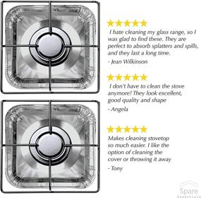 img 1 attached to 🔥 50-Pack Aluminum Foil Square Stove Burner Covers - Range Protectors Bib Liners - Disposable Gas Burner Bibs - Gas Top Liner Stove Easy Clean - (8.5" Square) by Spare+